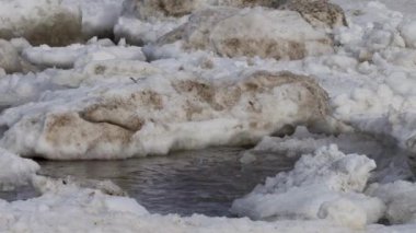 kar ile buz deniz dalgaları üzerinde yüzer