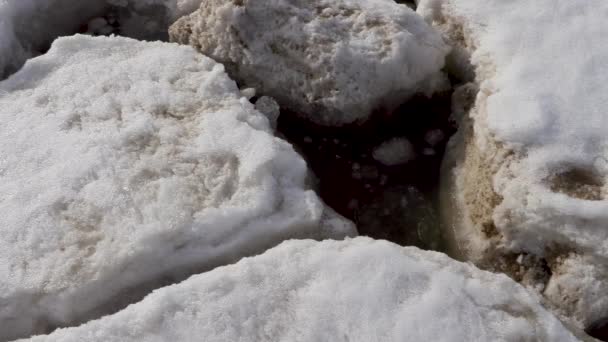 海の波に雪が浮かぶ氷 — ストック動画