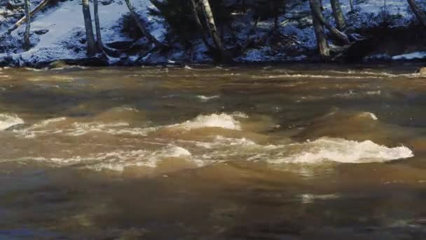 Waterstroom in de nabijheid van de rivier — Stockvideo