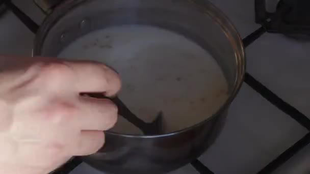 Cooking oatmeal timelapse video — Stock Video