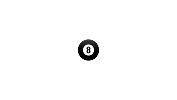 Getekende Biljart bal op nummer acht vliegt rechtstreeks naar het midden van het scherm — Stockvideo