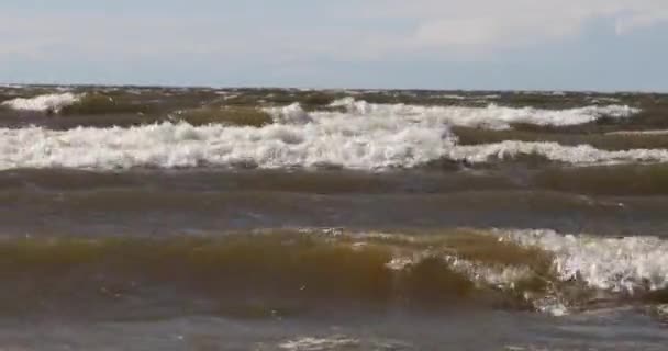 Golven van de zee in de overdag in de zomer — Stockvideo