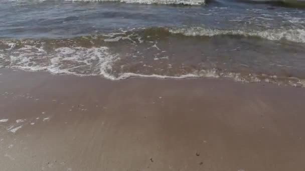 Paseo por la costa del mar Báltico en un día soleado de verano con fuerte viento — Vídeos de Stock