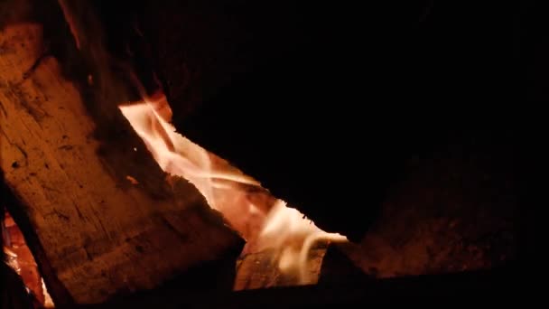 bois de chauffage brûle gros plan au ralenti 