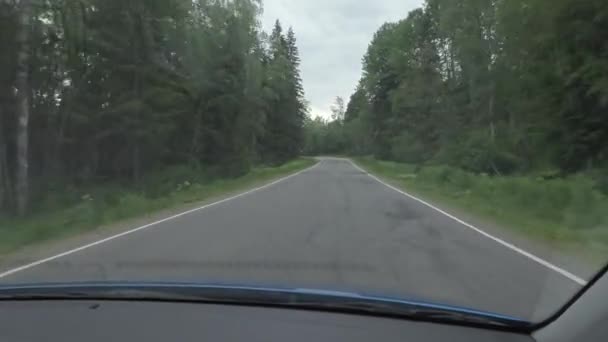 Car trip on country roads on a summer day. handheld camera shooting from the cab — Stock Video