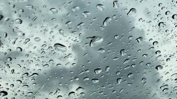 Gotas de lluvia corren por el vidrio, 4K video primer plano — Vídeo de stock