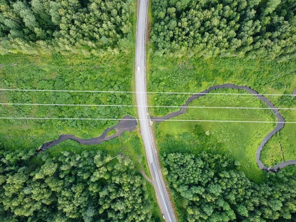 Vy över landsvägen ovanifrån — Stockfoto