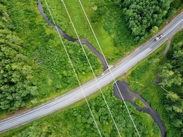 Vy över landsvägen ovanifrån — Stockfoto