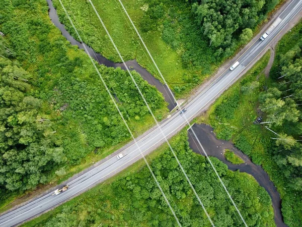 Vy över landsvägen ovanifrån — Stockfoto