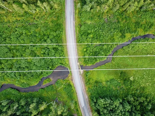 Vy över landsvägen ovanifrån — Stockfoto