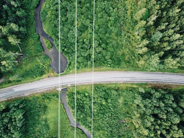 Vy över landsvägen ovanifrån — Stockfoto