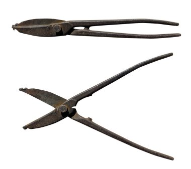 Beyaz izole arkaplanda paslı metal makas