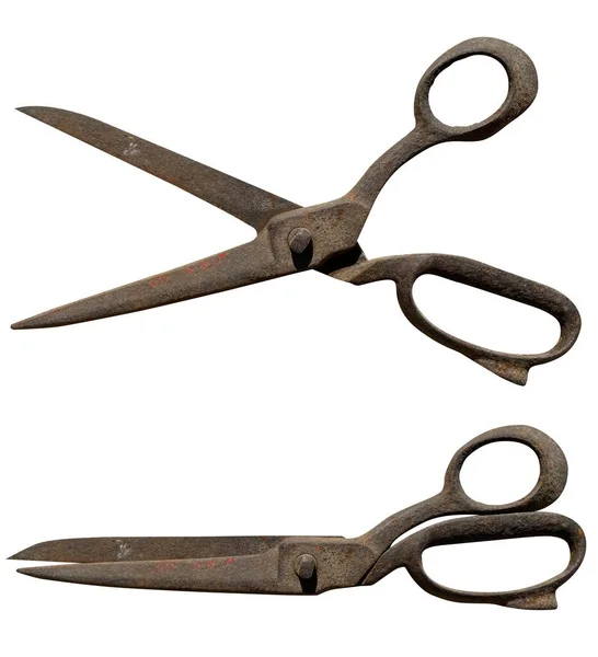 Old rusty scissors on a white isolated background — Stock Photo, Image