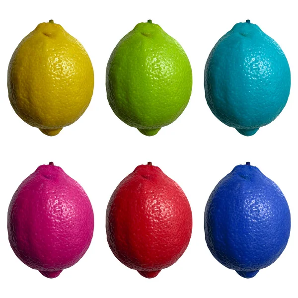 Conjunto de limones de colores sobre un fondo blanco aislado —  Fotos de Stock