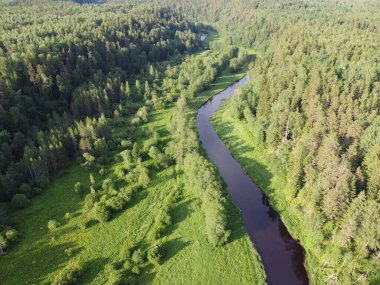 Üst manzara, nehir akıntıları, hava fotoğrafı.