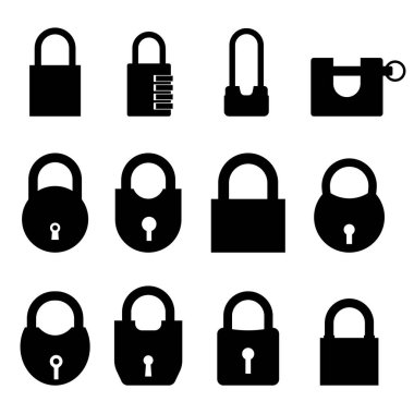 asma kilit vektör çizimi beyaz izole bir arkaplan üzerinde ayarlandı