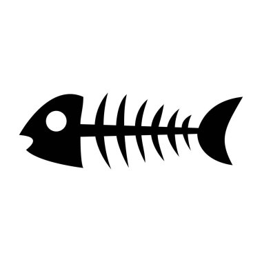 Beyaz izole bir arkaplanda balık iskeleti simgesi