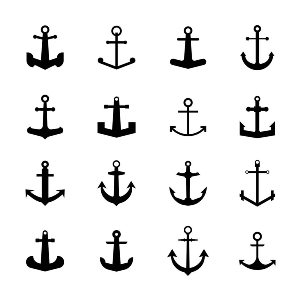 Ship anchors vector set on white isolated background — Stock Vector