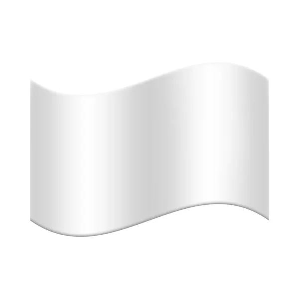 Bandeira branca acenando sobre um fundo isolado branco — Vetor de Stock