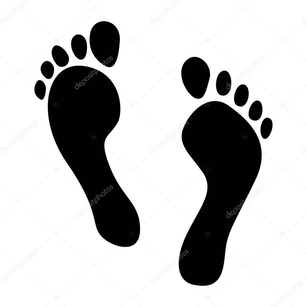 human foot prints on a white isolated background
