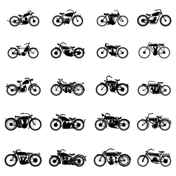 Idade vintage motocicleta vetor conjunto ilustrações em estilo simples em um fundo isolado branco — Vetor de Stock