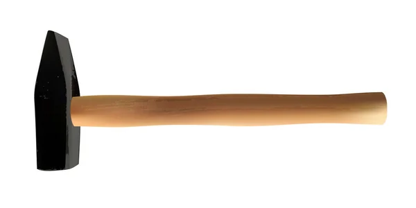 Martillo con ilustración vectorial enérgica y mango de madera sobre un fondo blanco aislado — Vector de stock