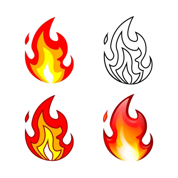 Fire small flame vector symbol isolated on a white background — Stock Vector
