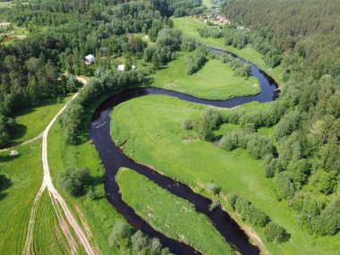 Üst manzara, nehir akıntıları, hava fotoğrafçılığı.