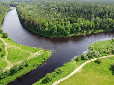 Üst manzara, nehir akıntıları, hava fotoğrafçılığı.