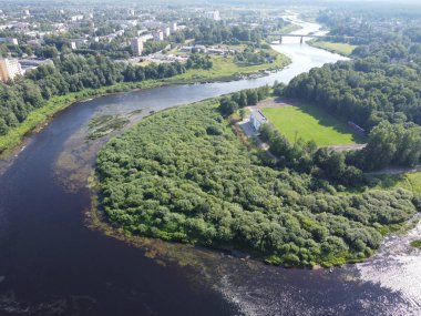 Üst manzara, nehir akıntıları, hava fotoğrafçılığı.