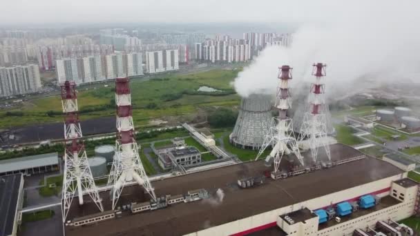 Трубы тепловой энергии plant.aerial видео — стоковое видео