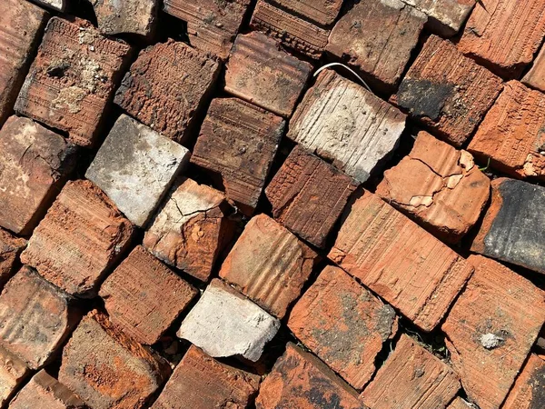 red old bricks laid in one plane
