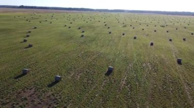 Havadan çekilen videoda saman balyaları