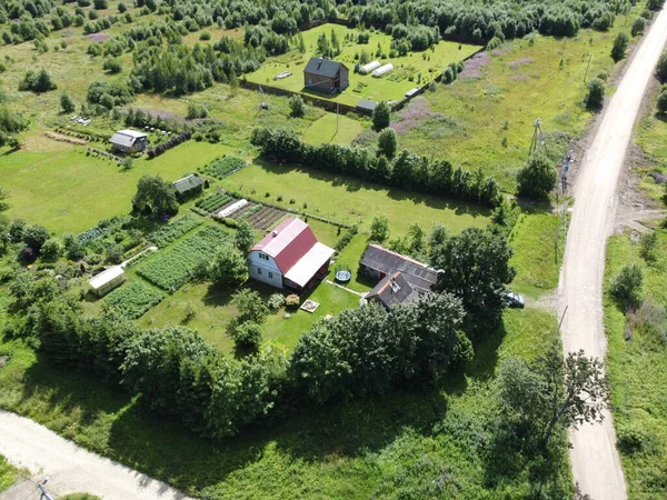 small village aerial photography on a summer sunny day