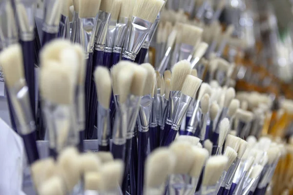 Suluboya, akrilik petrol, guaş ile boyama için fırçalar. Düz güneş ışınlarına kıllar. Closeup boya fırçaları. Sığ derinlik-in tarla. Reklam için arka plan.