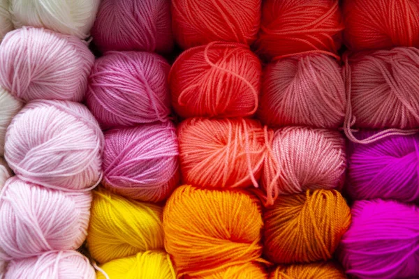 Store Shelf Color Yarn Knitting Needles Crochet Hook Bright Ball — Stock Photo, Image