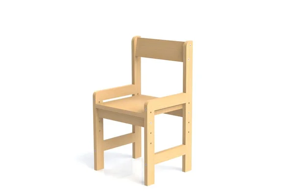 白地に小さな子供木製椅子 モデルのレンダリングの椅子 — ストック写真