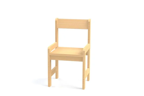 Malé Dítě Dřevěná Židle Bílém Pozadí Vykreslování Model Židle — Stock fotografie