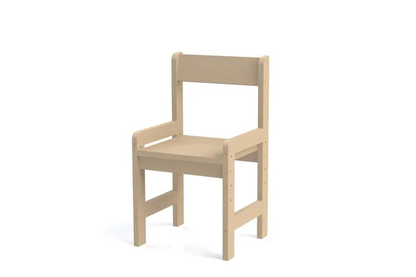 Petite Chaise Enfant Bois Sur Fond Blanc Chaise Rendu Modèle — Photo