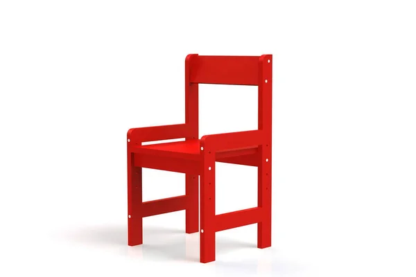 Małe Dziecko Drewniane Krzesło Białym Tle Krzesło Renderowania Modelu — Zdjęcie stockowe