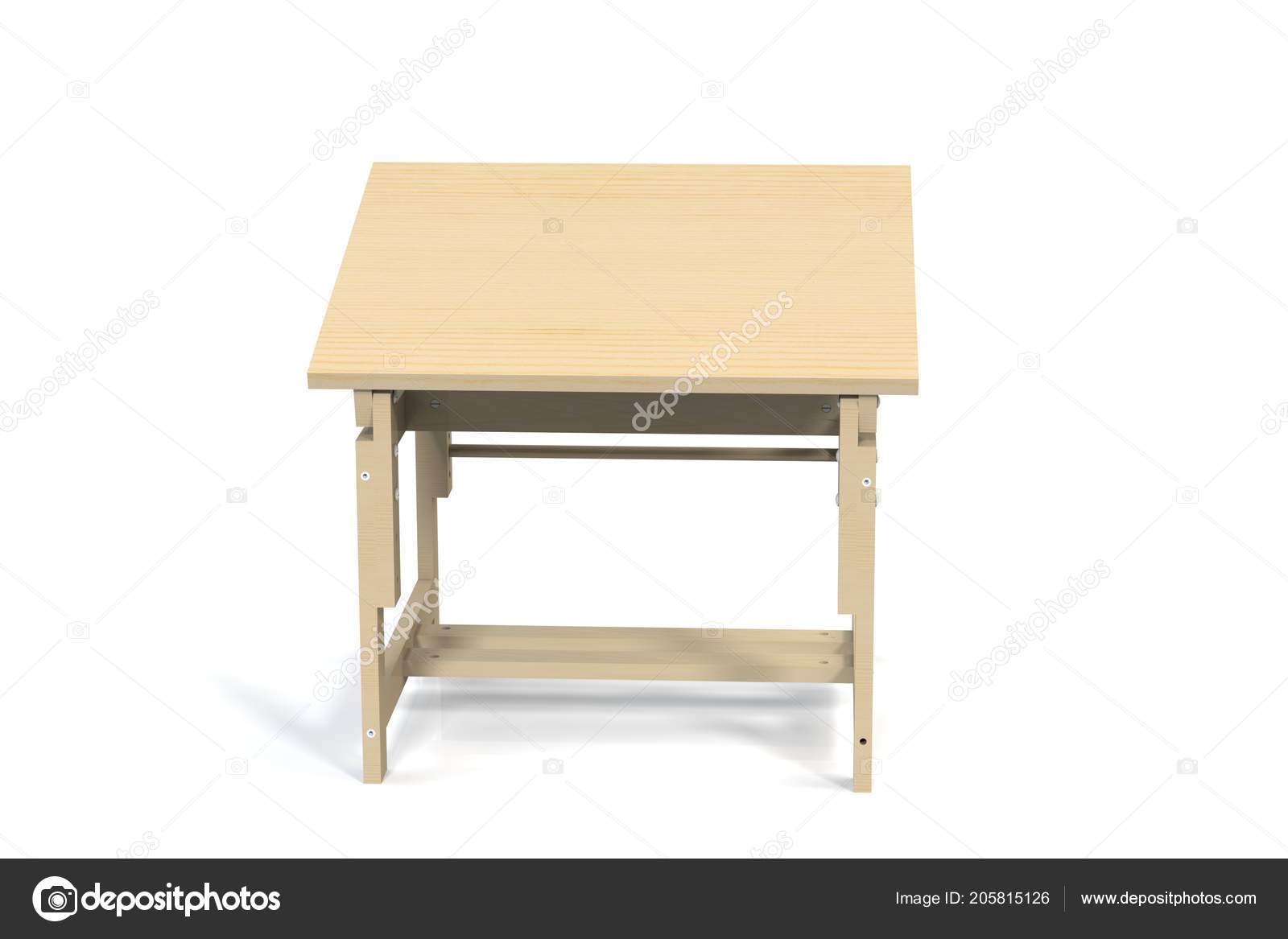 Children Small Wooden Table White Background Isolate Render Model