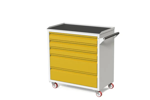 Metal Tool Cabinet Table Wheels Drawers Convenient Place Storing Tools — Stock Photo, Image