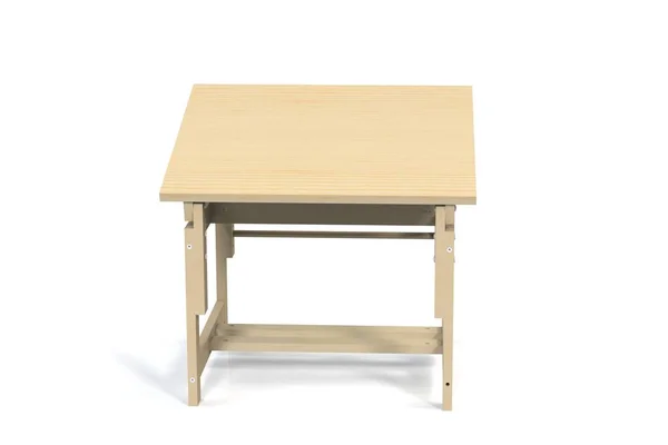Der Kleine Holztisch Der Kinder Auf Weißem Hintergrund Isoliert Rendern — Stockfoto