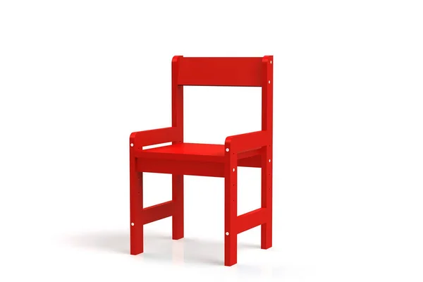 Μικρό Παιδί Ξύλινη Καρέκλα Λευκό Φόντο Μοντέλο Απόδοσης Καρέκλα — Φωτογραφία Αρχείου
