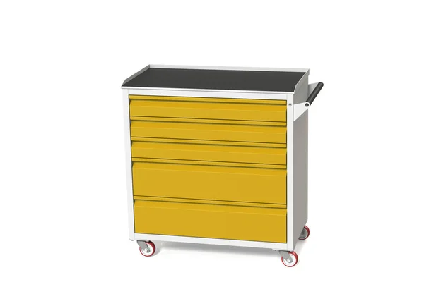 Metal Tool Cabinet Table Wheels Drawers Convenient Place Storing Tools — Stock Photo, Image