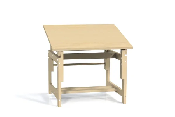 Gyermekek Kis Fából Készült Asztal Fehér Alapon Elkülöníteni Teszi Modell — Stock Fotó