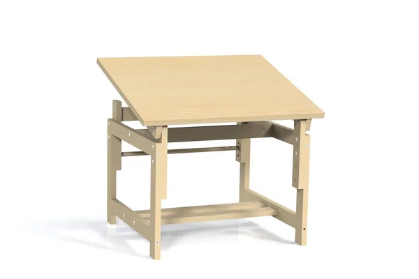 Gyermekek Kis Fából Készült Asztal Fehér Alapon Elkülöníteni Teszi Modell — Stock Fotó