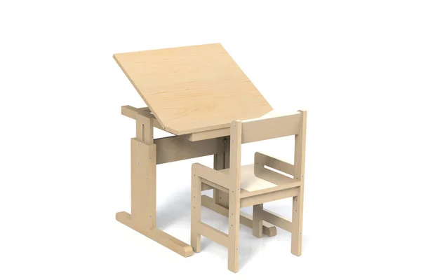 Pequeña mesa y silla de madera para niños . —  Fotos de Stock