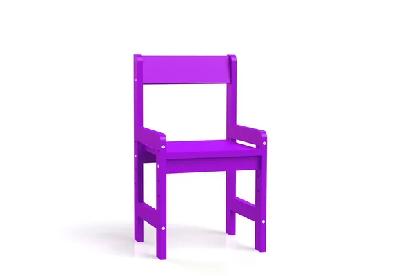 Kleiner Kinderstuhl aus Holz auf weißem Hintergrund. 3D-Modell Rendering Stuhl. — Stockfoto