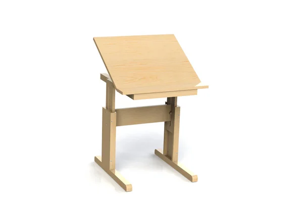 Pequeña mesa de madera para niños. Escritorio escolar con altura ajustable —  Fotos de Stock